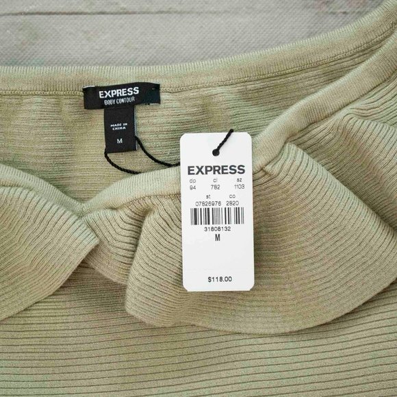 NWT Express Body Con Ruffle Off The Shoulder Mini  Sweater Dress size M - Picture 8 of 8